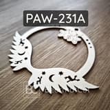 Obręcz ze skrzydłami, sklejka wycinana laserowo, baza do makramy z motywem gwiazd i reniferów.