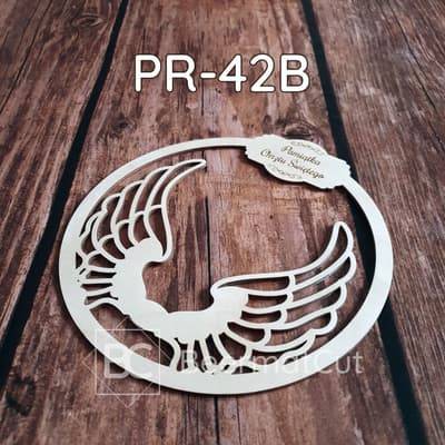 Obręcz do makramy z laserowanej sklejki ze skrzydłami, pamiątka chrztu.