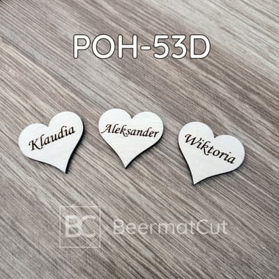 Serce z imieniem, wycinane laserowo ze sklejki, personalizowana dekoracja na wesele lub do rękodzieła.