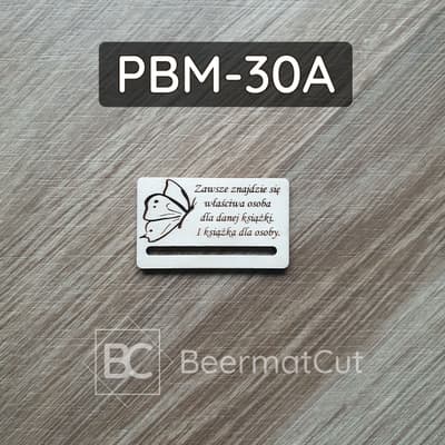 Baza do zakładki, laserowo wycinana ze sklejki, z motywem motyla i sentencją, do rękodzieła.
