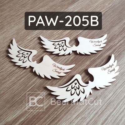 Skrzydła anioła wycinane laserowo ze sklejki, do makramy, z napisem "Wesołych Świąt".