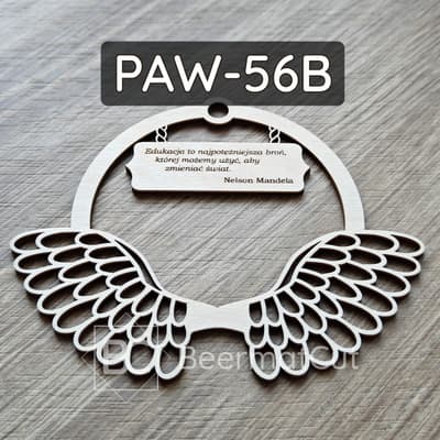 Skrzydła anioła na obręczy, wycinane laserowo ze sklejki, do dekoracji i rękodzieła.