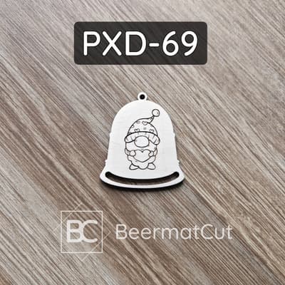 Baza pod makramę ze sklejki wycinana laserowo, z motywem świątecznego skrzata.