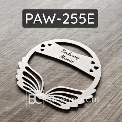 Skrzydła na obręczy ze sklejki wycinanej laserowo, z grawerem Kochanej Mamie, do makramy.