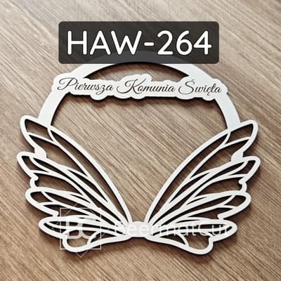 Skrzydła na obręczy HDF wycinane laserowo, dekoracja na Pierwszą Komunię Świętą.