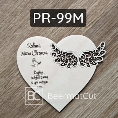 Baza do makramy ze sklejki wycinanej laserowo, serce z grawerem i ażurowymi skrzydłami, dekoracja.