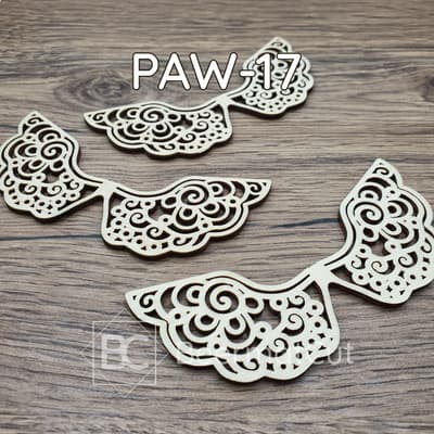 Skrzydła anioła wycinane laserowo ze sklejki do makramy i dekoracji rękodzielniczych.
