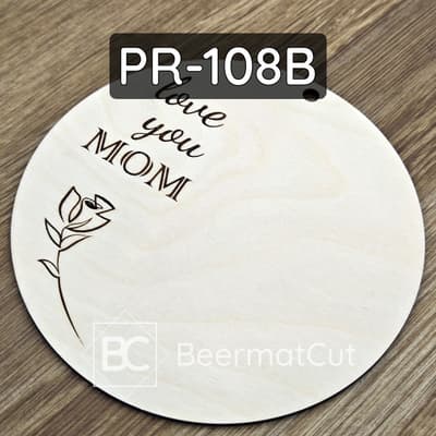 Baza do makramy ze sklejki, grawerowana laserowo z napisem "love you MOM" i różą, do rękodzieła.