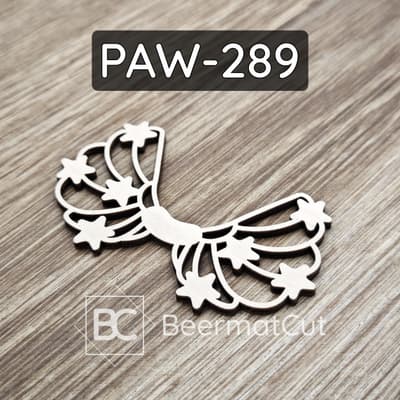 Skrzydła anioła wycinane laserowo ze sklejki do makramy z motywem gwiazd.