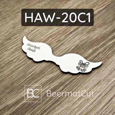 Skrzydła anioła laserowane z HDF, z grawerem świątecznym Wesołych Świąt i prezentu, do dekoracji.
