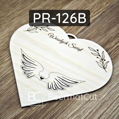 Baza do makramy ze sklejki, laserowana, z motywem skrzydeł i świątecznym napisem.
