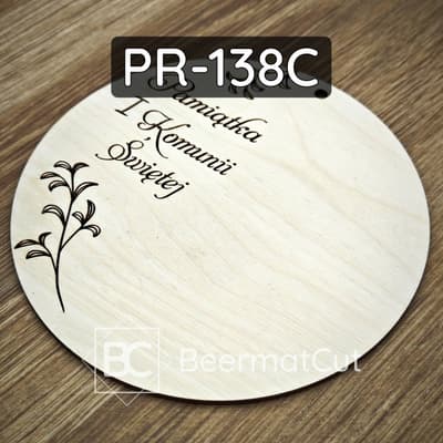 Baza do makramy ze sklejki, grawerowana laserowo, pamiątka I Komunii Świętej.