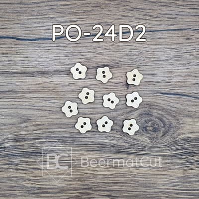 Zestaw guzików laserowo wycinanych ze sklejki, w kształcie kwiatków, do rękodzieła i dekoracji.