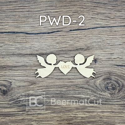 Aniołki wycinane laserowo ze sklejki z serduszkiem, do dekoracji i rękodzieła.