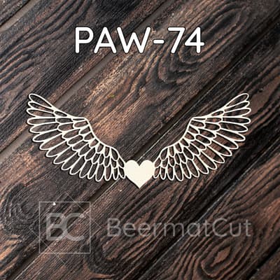 Skrzydła anioła wycinane laserowo ze sklejki do makramy z sercem.
