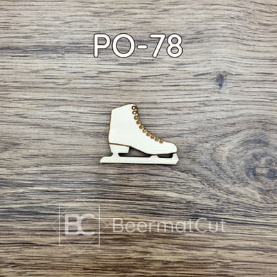 Ozdoba choinkowa ze sklejki wycinanej laserowo w kształcie łyżwy.
