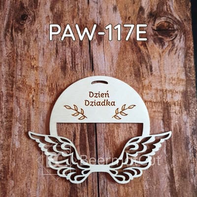 Skrzydła anioła na obręczy, wycinane laserowo ze sklejki, ozdoba na Dzień Dziadka.